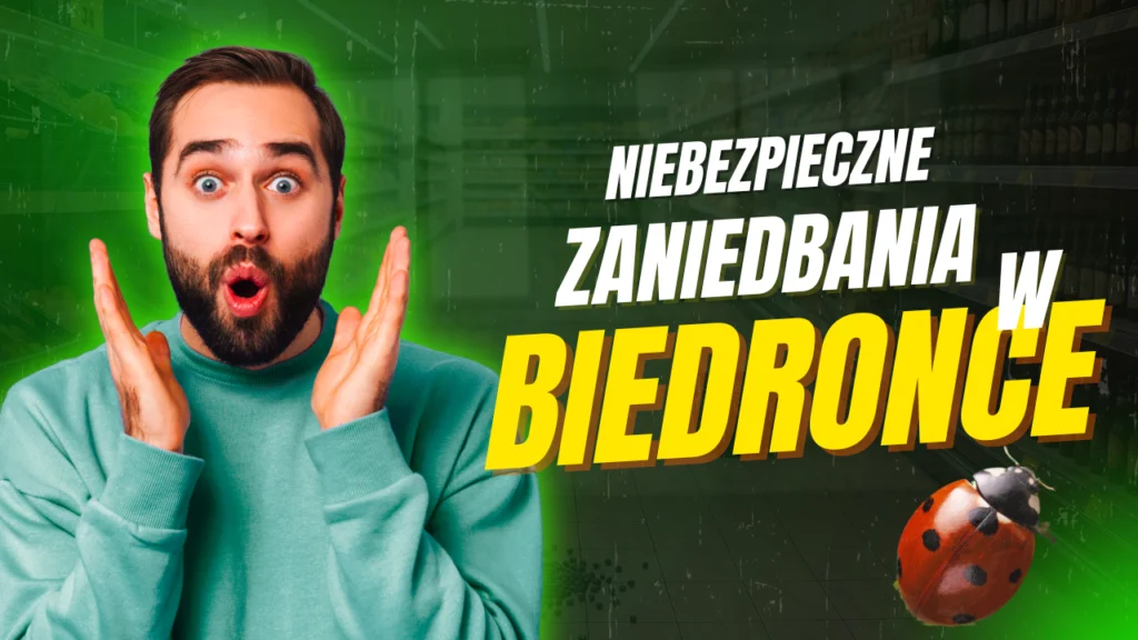 Zaniedbane wejście do sklepu Biedronka w Bydgoszczy z brudem i bałaganem