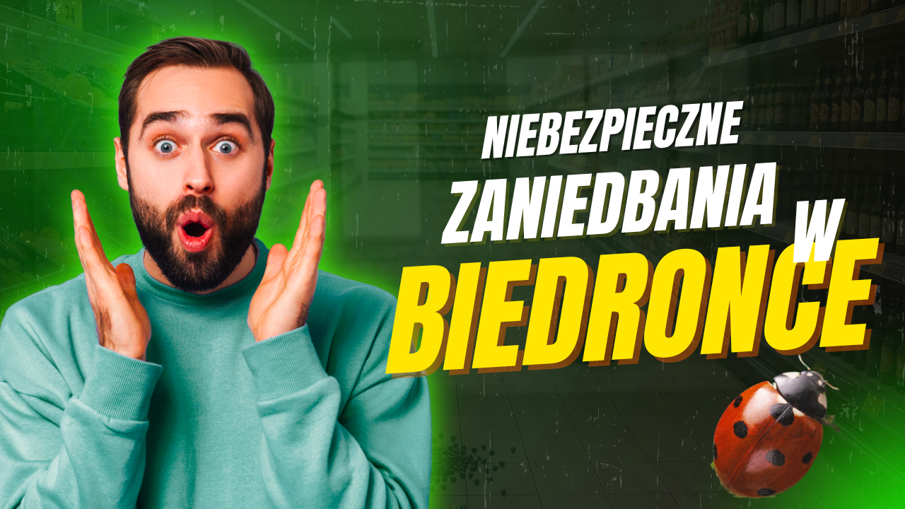 Zaniedbane wejście do sklepu Biedronka w Bydgoszczy z brudem i bałaganem