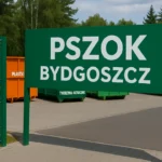 Punkt PSZOK w Bydgoszczy z kontenerami i mieszkańcami oddającymi odpady