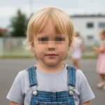 Zdjęcie dziecka, którego twarz została zamazana (rozmyta) w celu zachowania prywatności