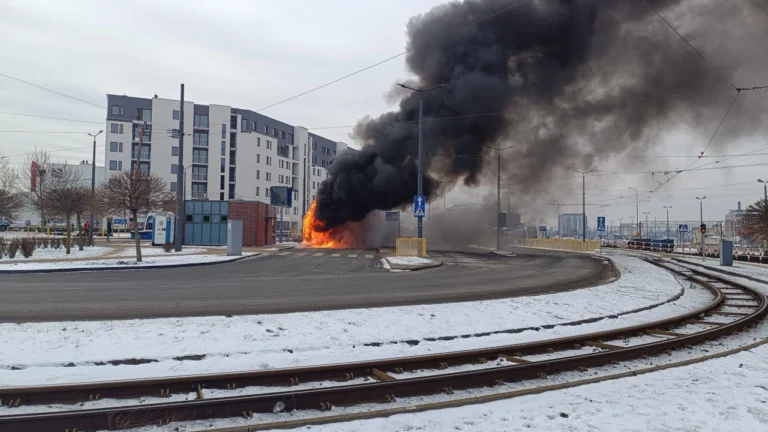 Pożar autobusu MZK w Bydgoszczy